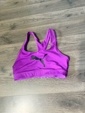 Puma Vibrant Purple Racerback Sports Bra with Black Logo
